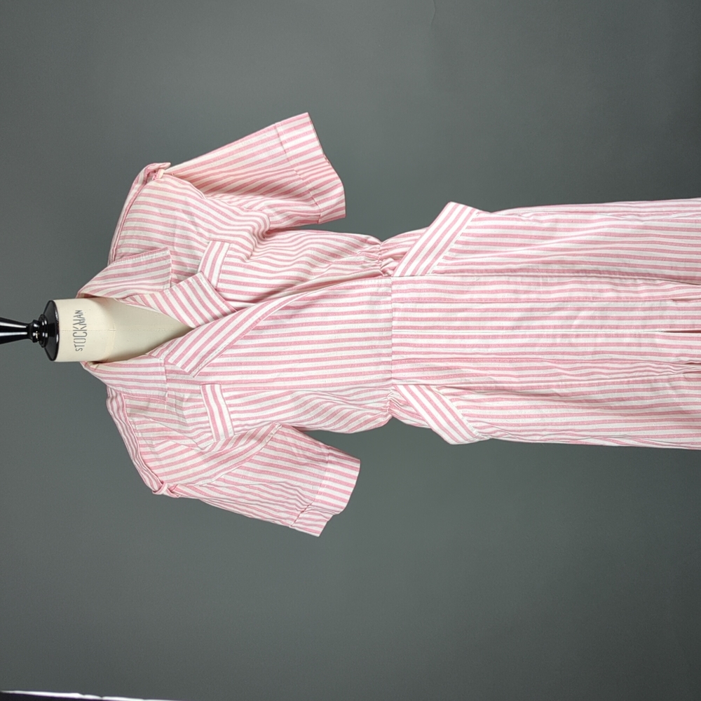 Jennifer Moore Pink and White Striped Maxi Dress